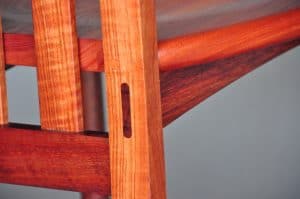 Chair detail showing through tenon on a Solid Pod chair